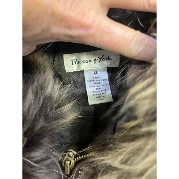 Luxury Women's Genuine Leather Real Fur Collar Jacket Brown Warm Winter Coat Y2K - Picture 10 of 14